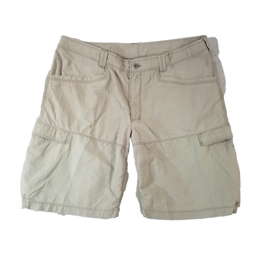The North Face cargo hiking shorts men's 36x10 khaki green nylon blend outdoor